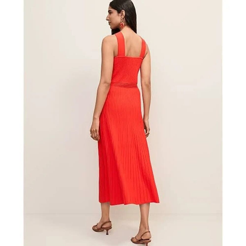 NWT Ann Taylor Ribbed Halter Sweater Dress Aperol Orange Knit Midi Size Large - Picture 4 of 5